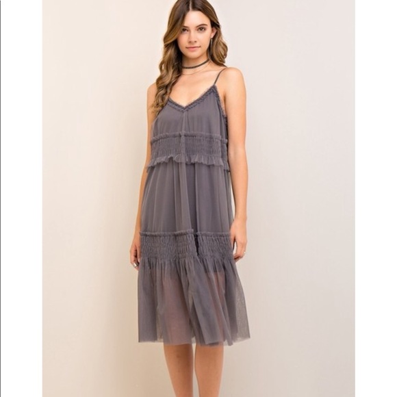 entro Dresses & Skirts - New Entre Sheer Mesh Midi Dress